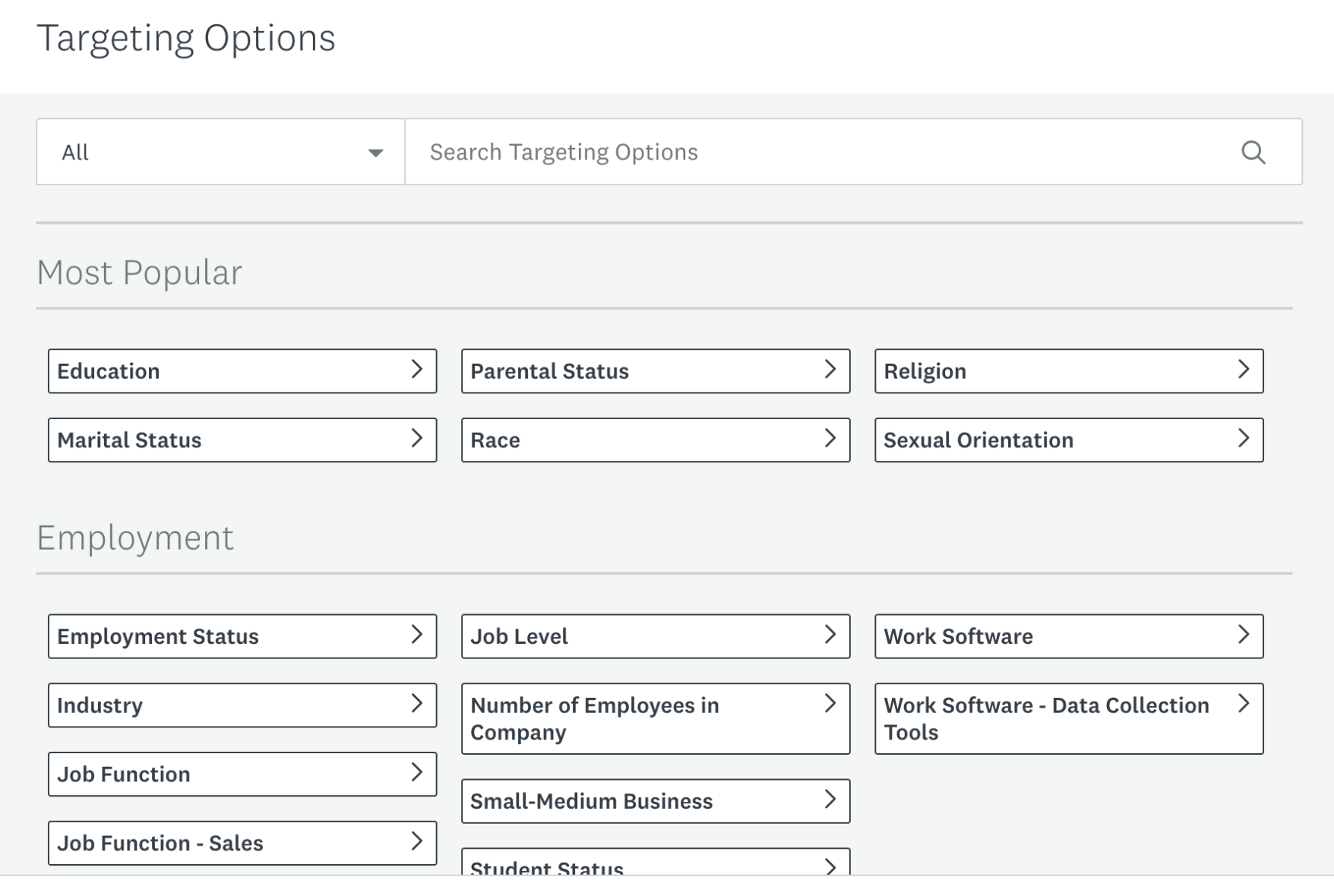 This is very small portion of SurveyMonkey audience targeting options